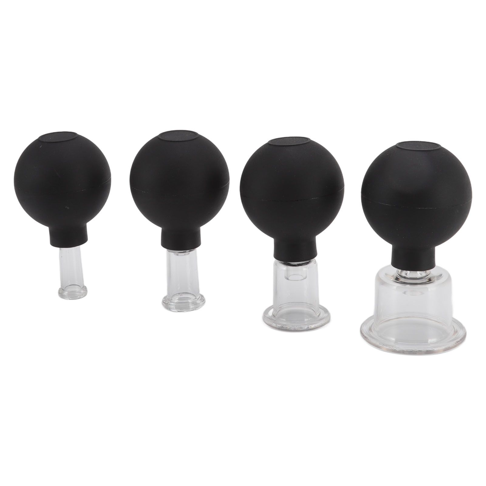 4Pcs Glass Cupping Set Black Silicone Ball Massage Vacuum Suction Cupping for view 2