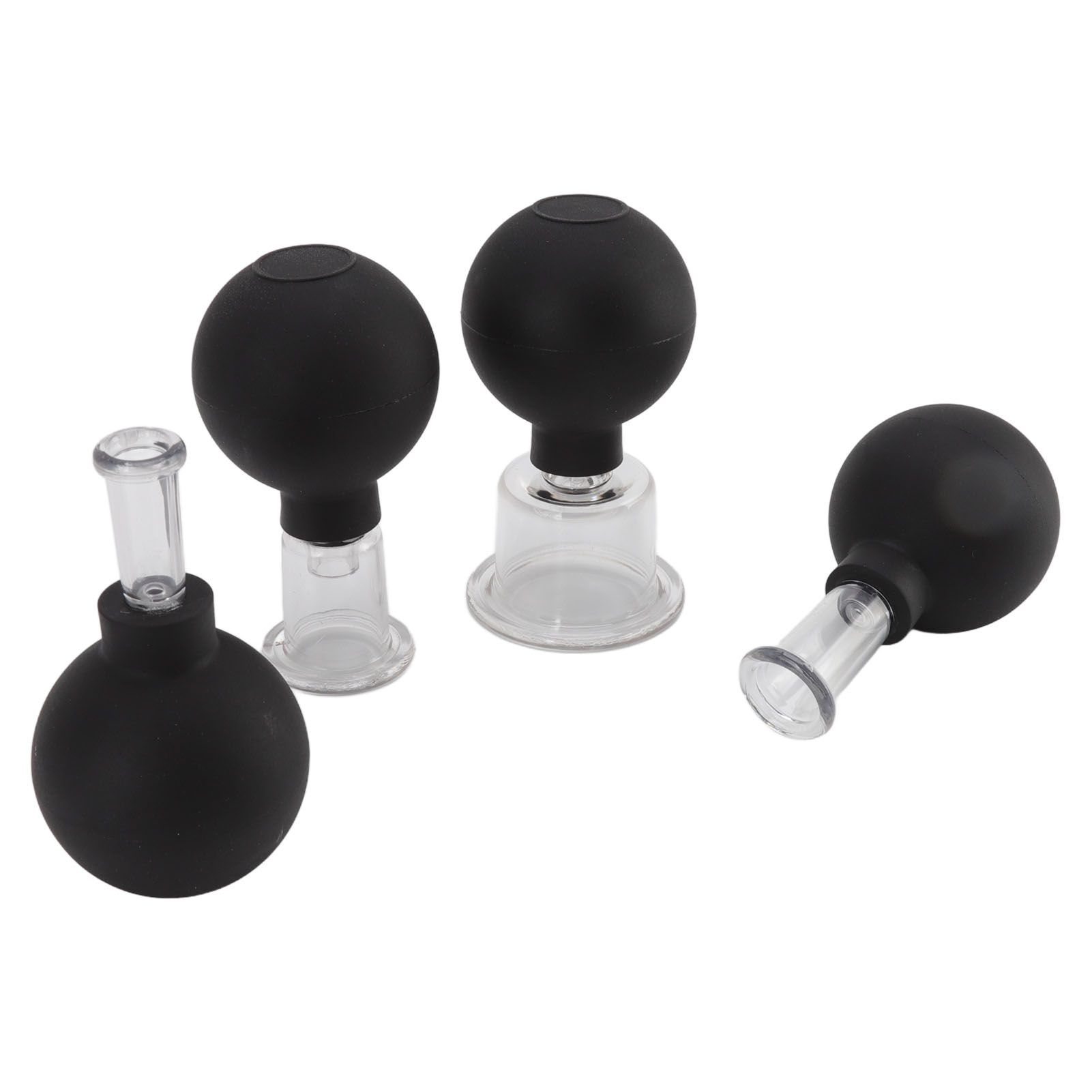 4Pcs Glass Cupping Set Black Silicone Ball Massage Vacuum Suction Cupping for view 5