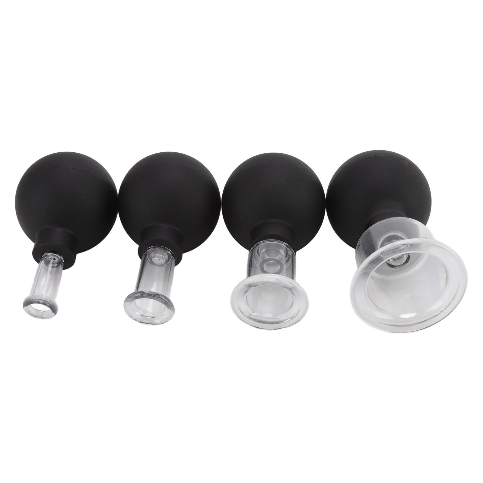 4Pcs Glass Cupping Set Black Silicone Ball Massage Vacuum Suction Cupping for view 6
