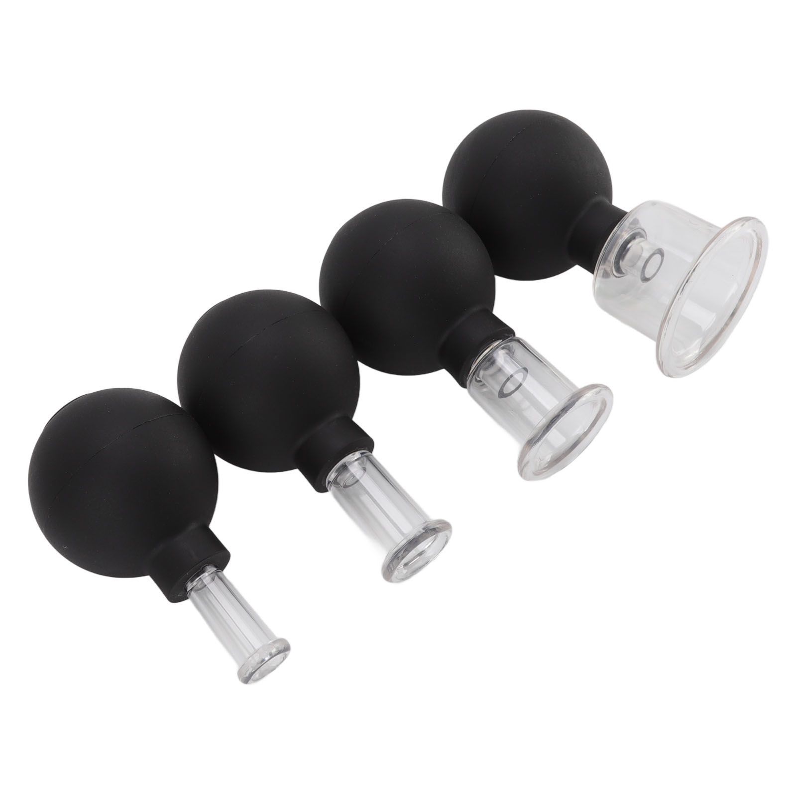 4Pcs Glass Cupping Set Black Silicone Ball Massage Vacuum Suction Cupping for view 8