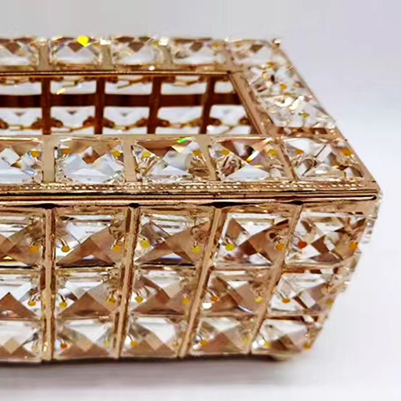 Tissue Box Crystal Iron Shining Paper Holder Home Accessories for Coffee Bar view 2
