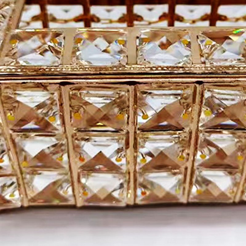 Tissue Box Crystal Iron Shining Paper Holder Home Accessories for Coffee Bar view 3