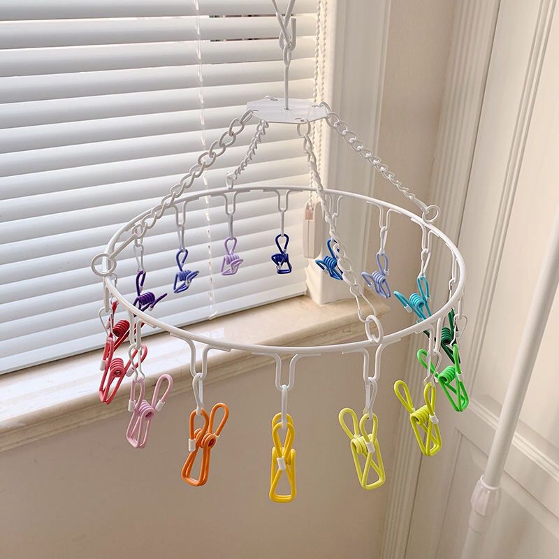Clips Laundry Rack Dormitory Clamp Circular Clothes Drying Non Drop Multi