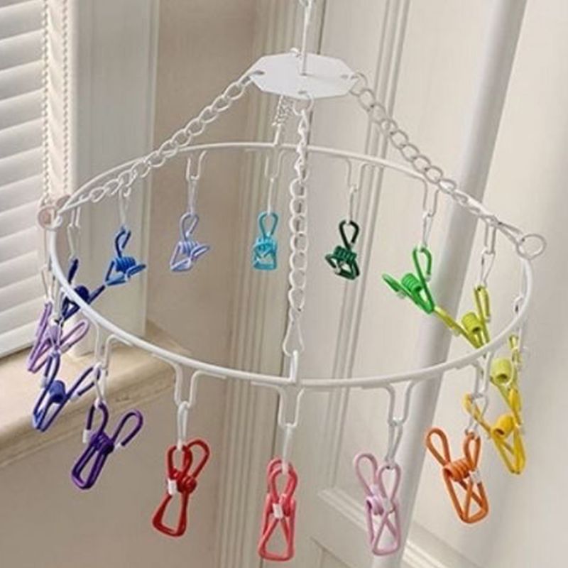 Clips Laundry Rack Dormitory Clamp Circular Clothes Drying Non Drop Multi view 2