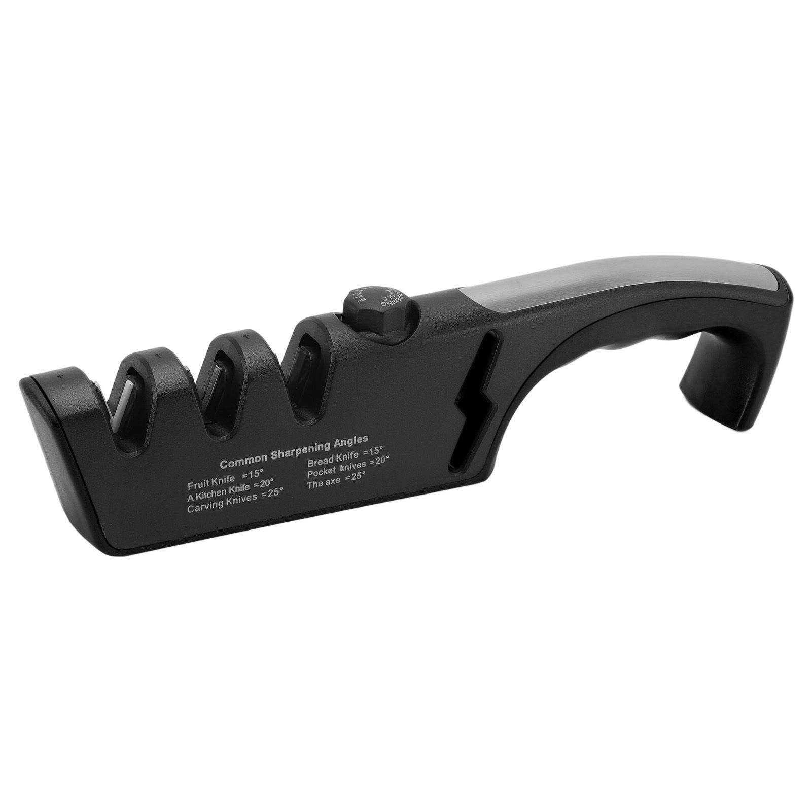 Knife Sharpener Diamond Black Ergonomic Multifunctional Adjustable 3 Stages