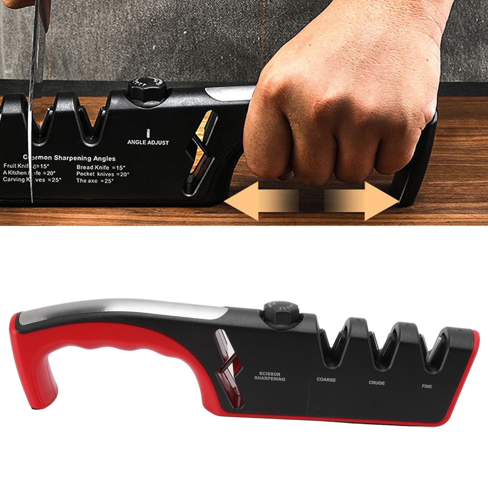 Knife Sharpener Diamond Black Ergonomic Multifunctional Adjustable 3 Stages view 12