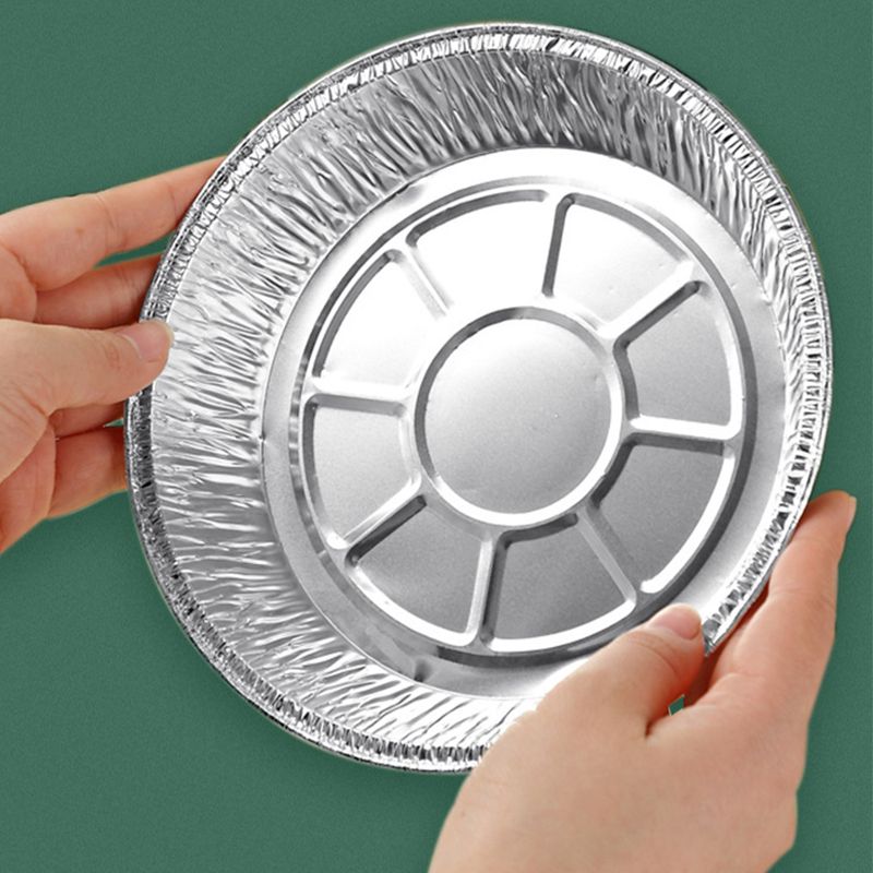 Aluminum Foil Plate Round Disposable Recyclable Containers with Straight Walls view 5