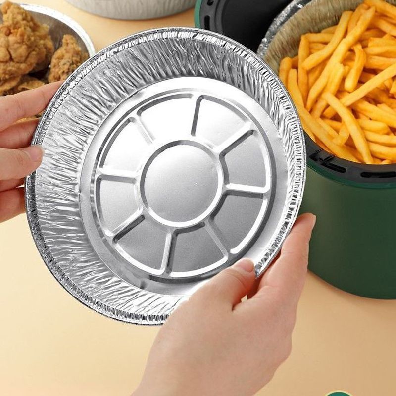 Aluminum Foil Plate Round Disposable Recyclable Containers with Straight Walls view 6