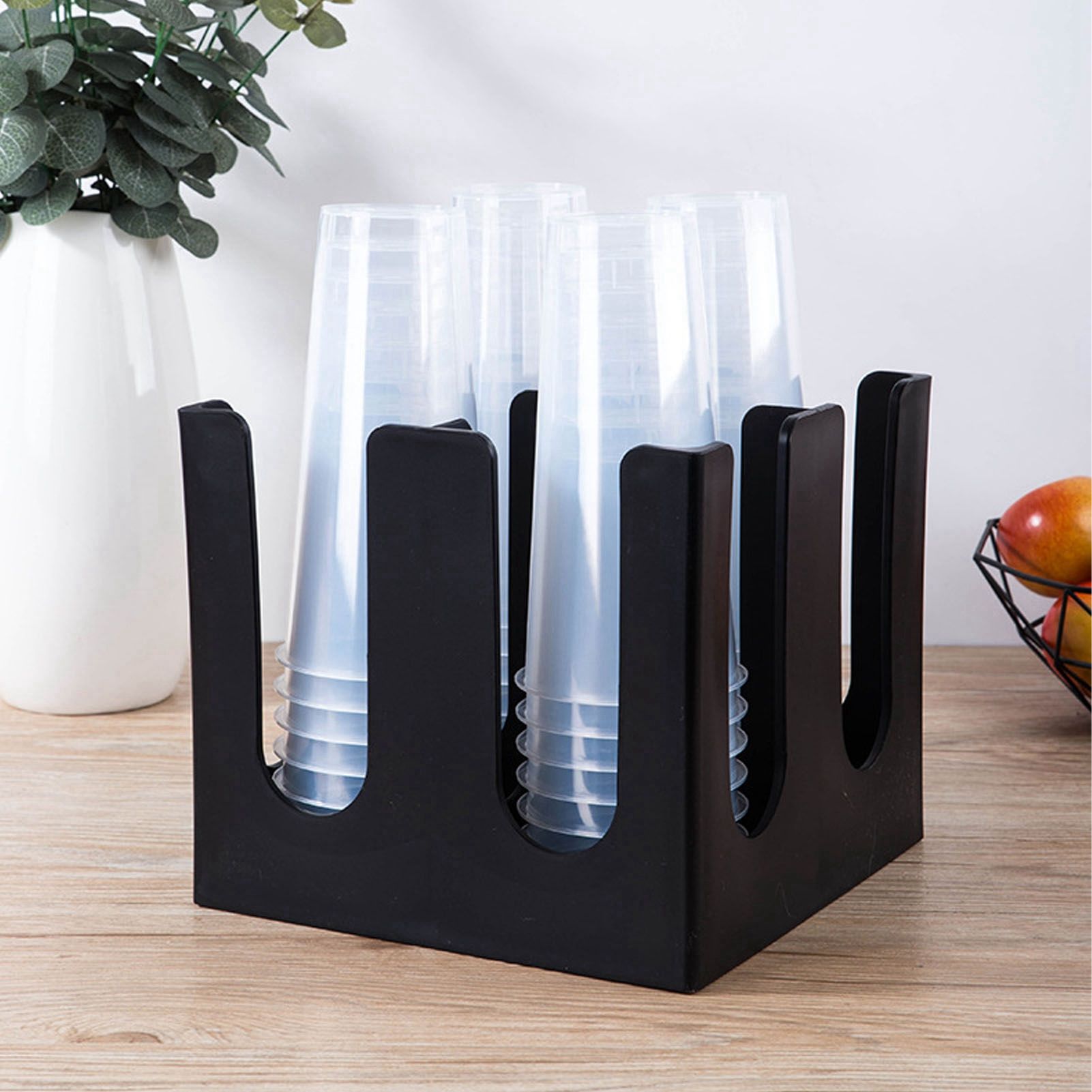 Cup and Lid Holder Plastic Straight 2 Compartments Black Paper Cup Holder view 12