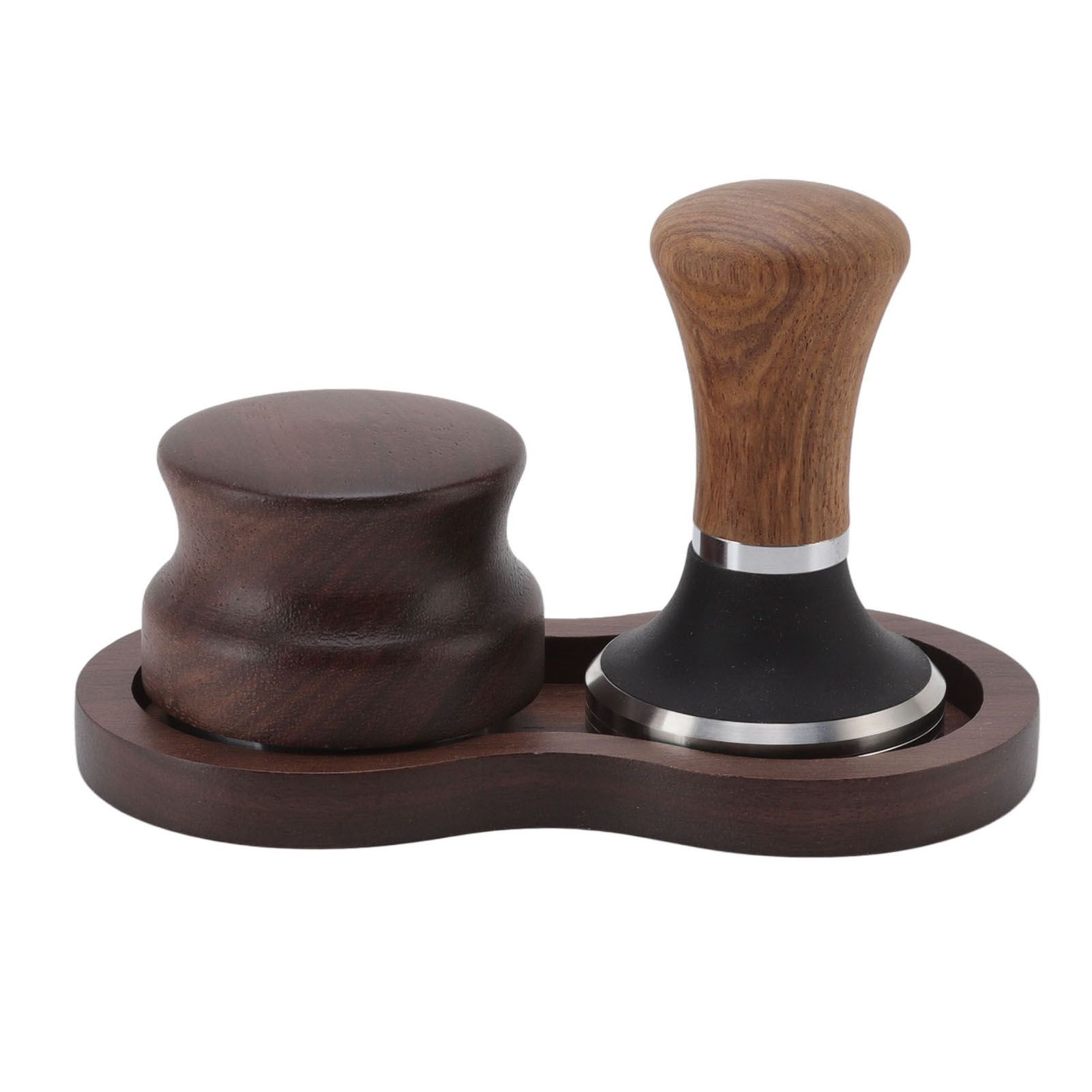 Coffee Hammer Tamping Kit Walnut Stainless Steel Tamper Distributor Set with