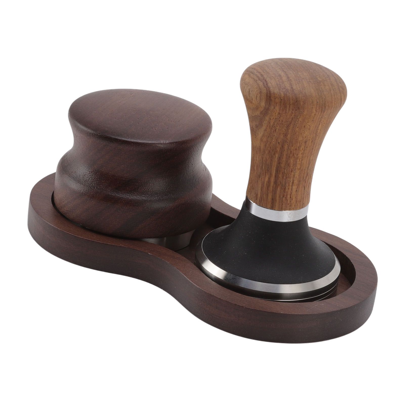 Coffee Hammer Tamping Kit Walnut Stainless Steel Tamper Distributor Set with view 2
