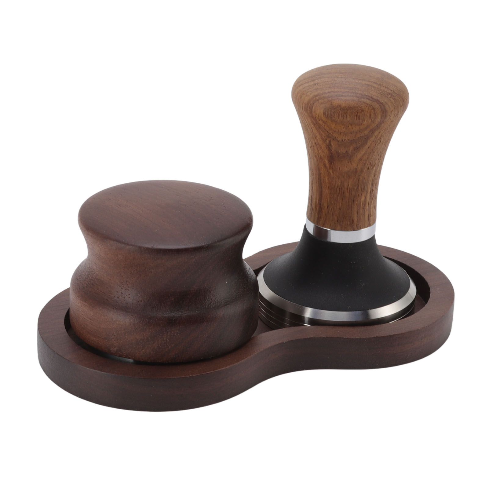 Coffee Hammer Tamping Kit Walnut Stainless Steel Tamper Distributor Set with view 3