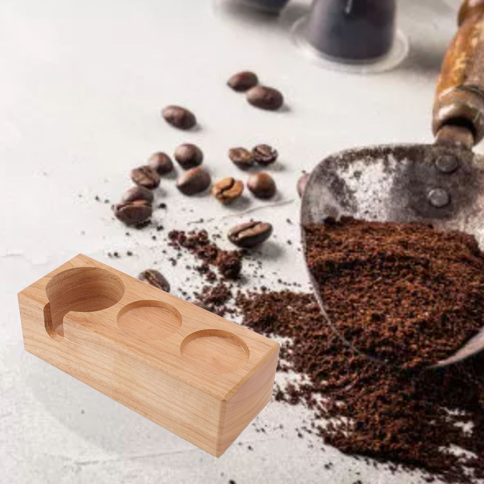 Wooden Coffee Tamper Holder 3 Hole Slip Resistant Coffee Tamping Station for view 11