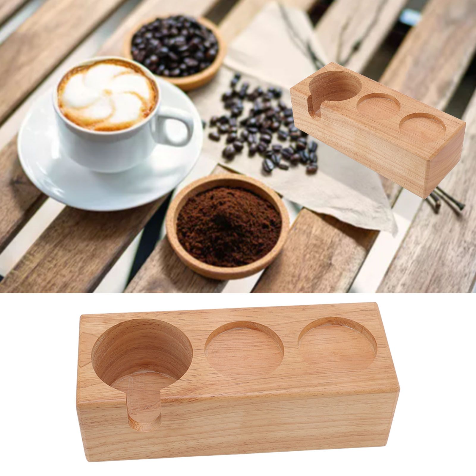 Wooden Coffee Tamper Holder 3 Hole Slip Resistant Coffee Tamping Station for view 12