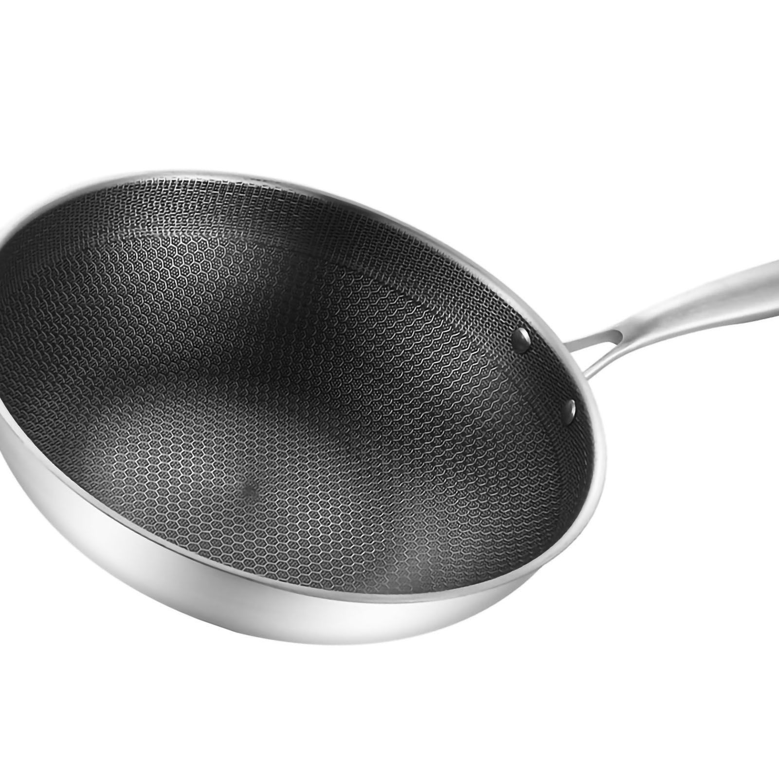 Stainless Steel Wok Pan Double Sided Honeycomb 3 Layer Prevent Sticking Easy view 3