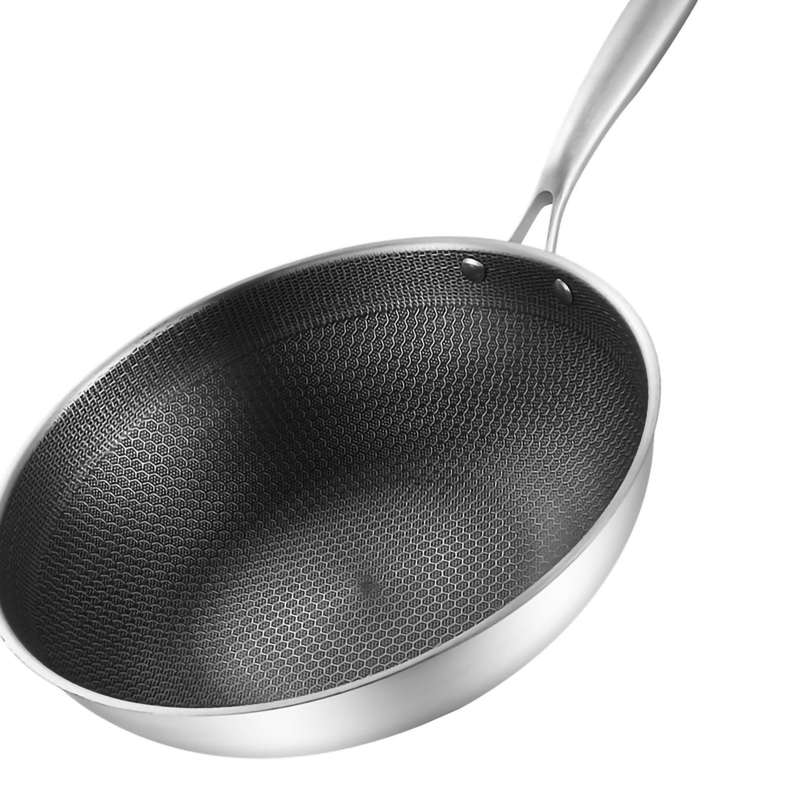 Stainless Steel Wok Pan Double Sided Honeycomb 3 Layer Prevent Sticking Easy view 4