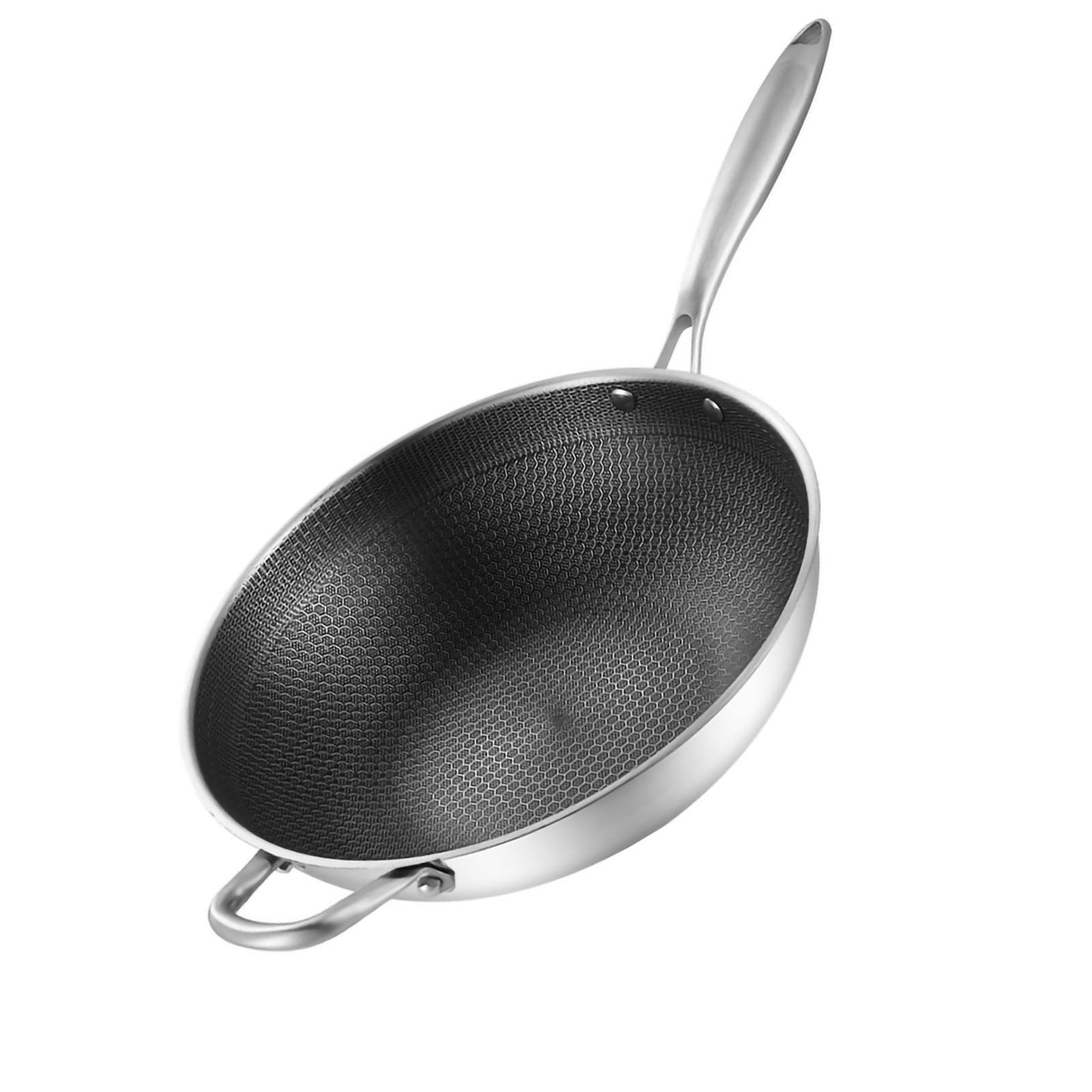 Stainless Steel Wok Pan Double Sided Honeycomb 3 Layer Prevent Sticking Easy view 3