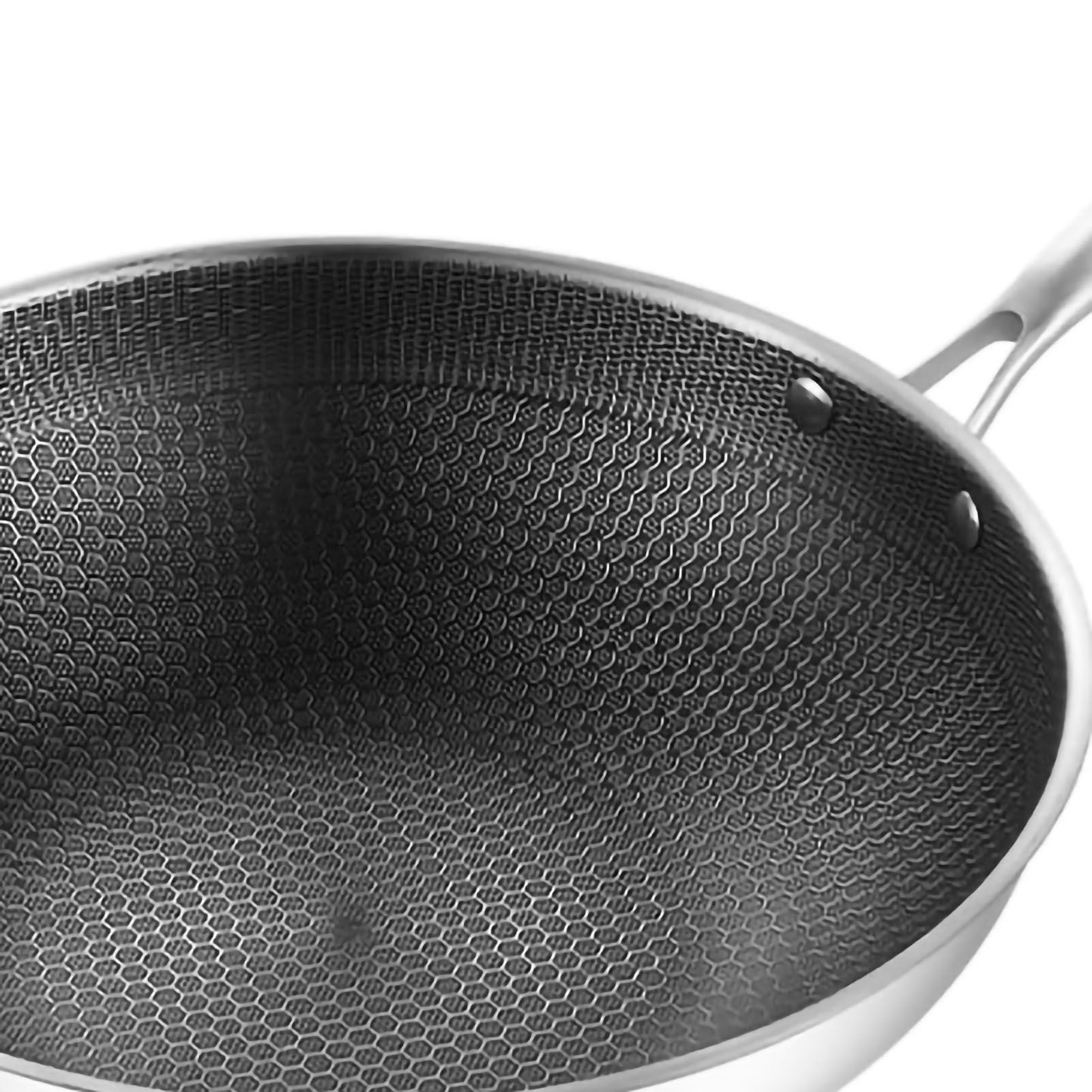 Stainless Steel Wok Pan Double Sided Honeycomb 3 Layer Prevent Sticking Easy view 4