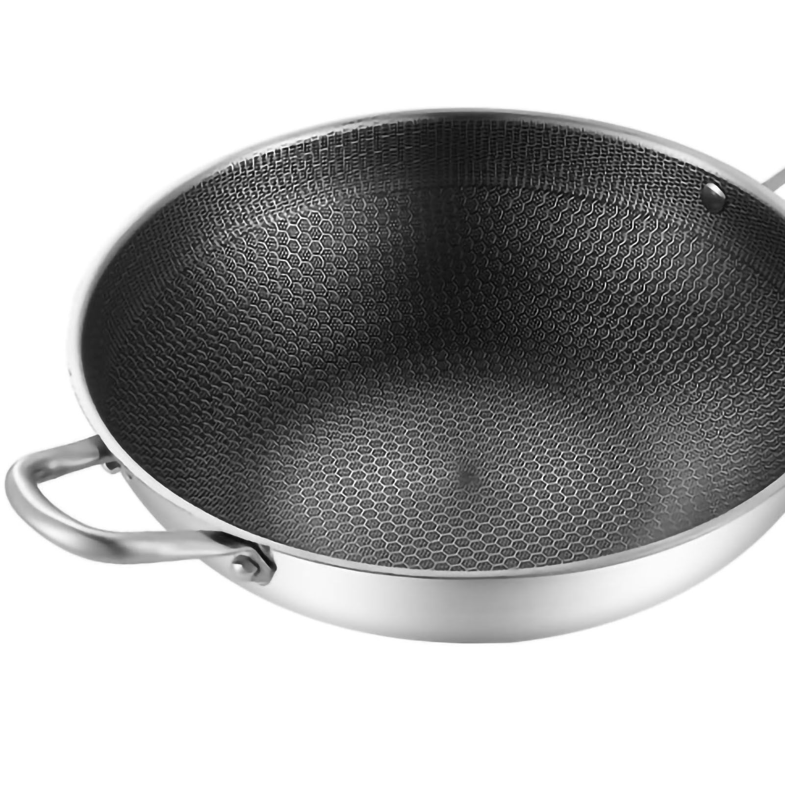 Stainless Steel Wok Pan Double Sided Honeycomb 3 Layer Prevent Sticking Easy view 5