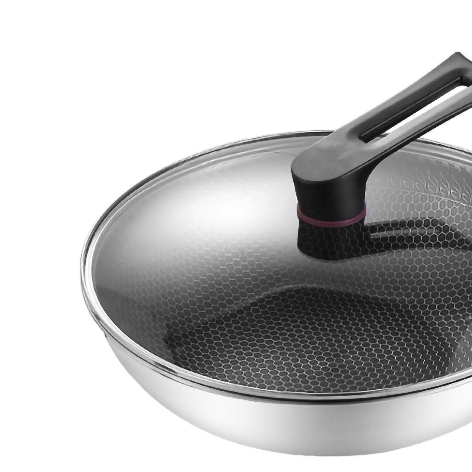 Stainless Steel Wok Pan Double Sided Honeycomb 3 Layer Prevent Sticking Easy view 5