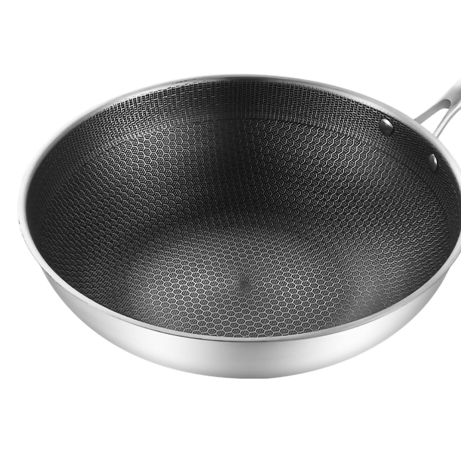 Stainless Steel Wok Pan Double Sided Honeycomb 3 Layer Prevent Sticking Easy view 5
