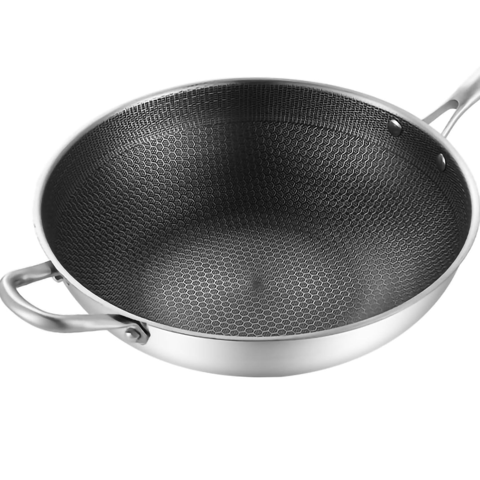 Stainless Steel Wok Pan Double Sided Honeycomb 3 Layer Prevent Sticking Easy view 5