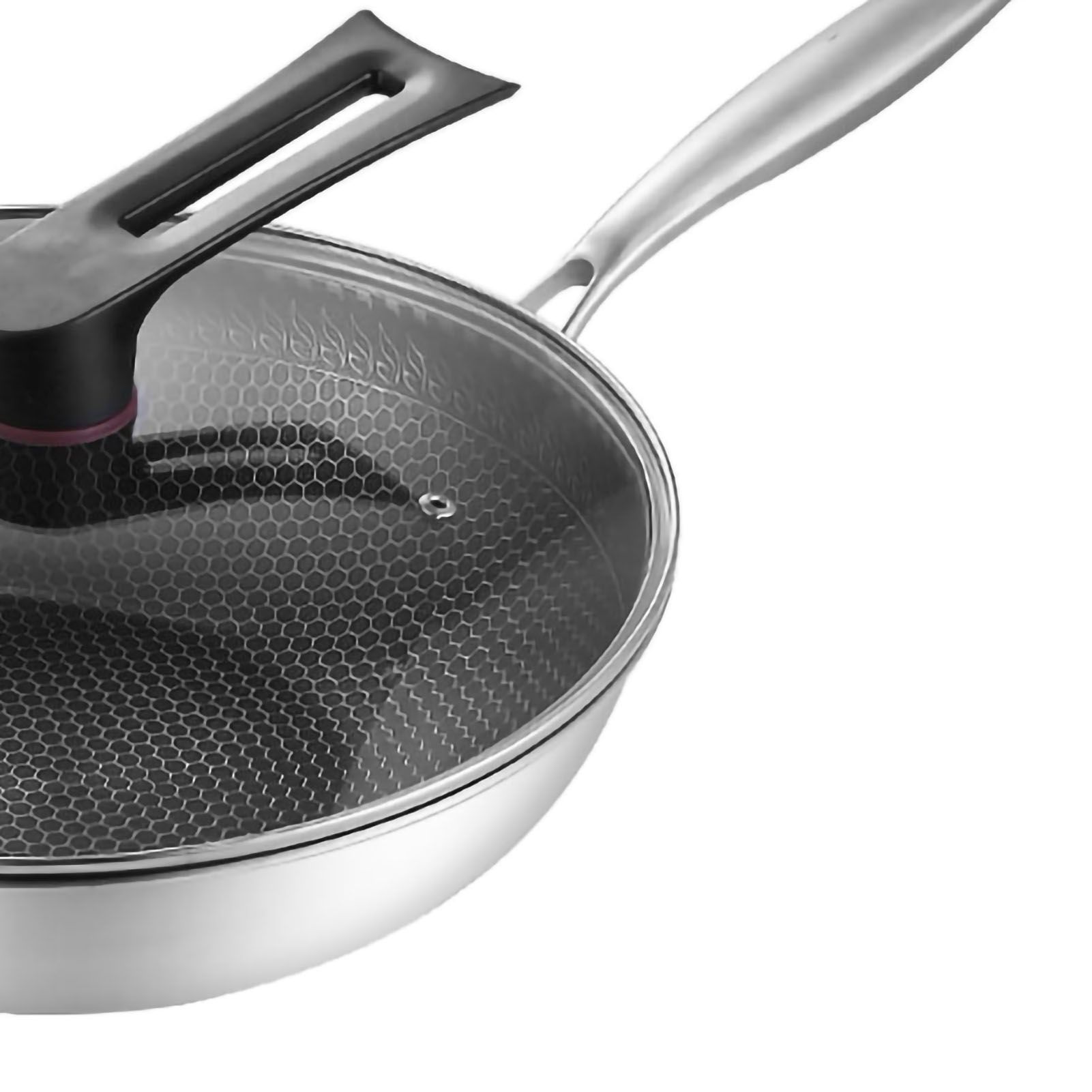 Stainless Steel Wok Pan Double Sided Honeycomb 3 Layer Prevent Sticking Easy view 2