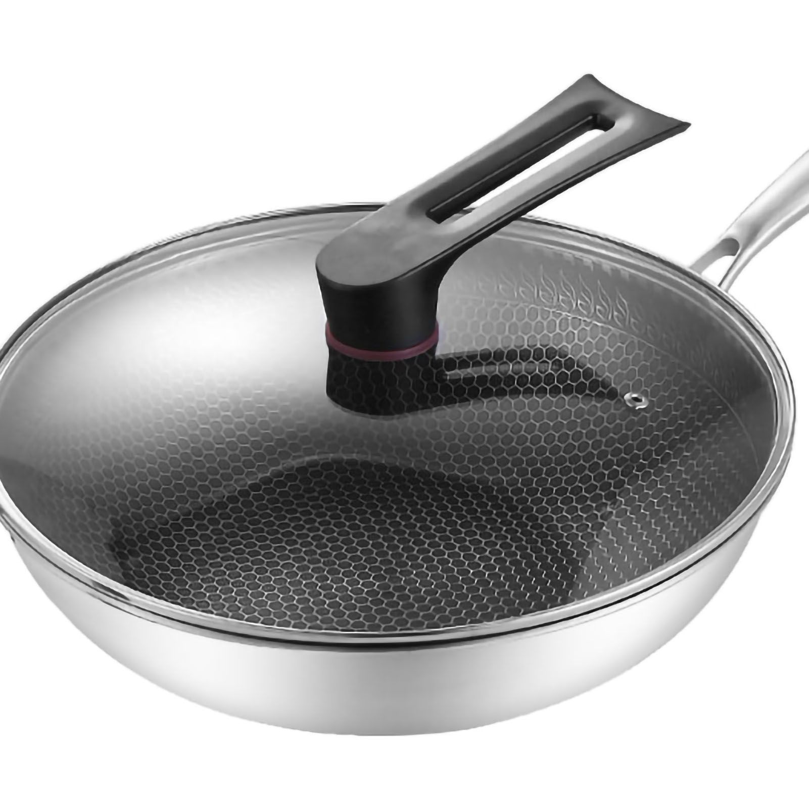 Stainless Steel Wok Pan Double Sided Honeycomb 3 Layer Prevent Sticking Easy view 5