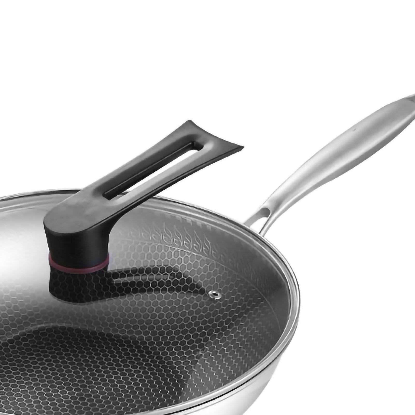 Stainless Steel Wok Pan Double Sided Honeycomb 3 Layer Prevent Sticking Easy view 2