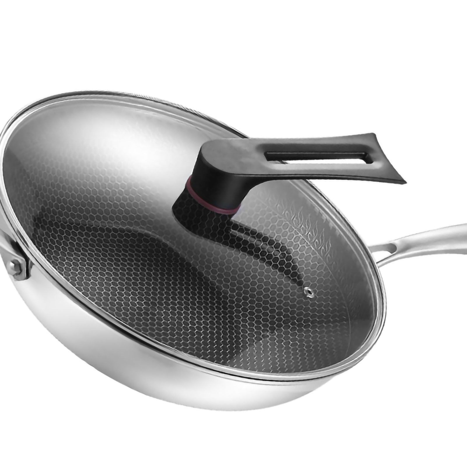 Stainless Steel Wok Pan Double Sided Honeycomb 3 Layer Prevent Sticking Easy view 4