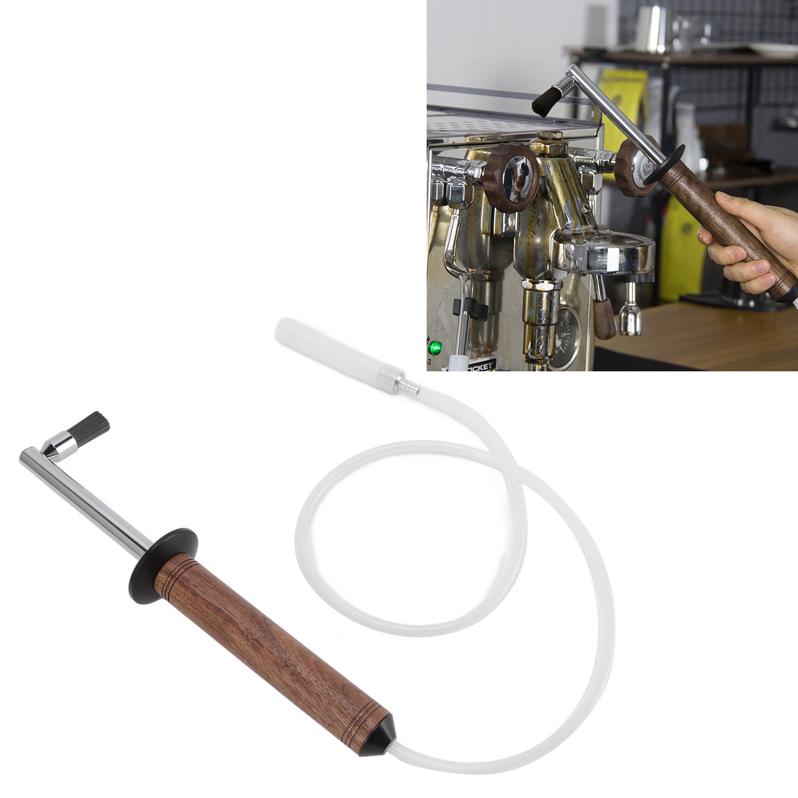 Coffee Machine Cleaning Brush High Temperature Resistance Wood Handle view 11