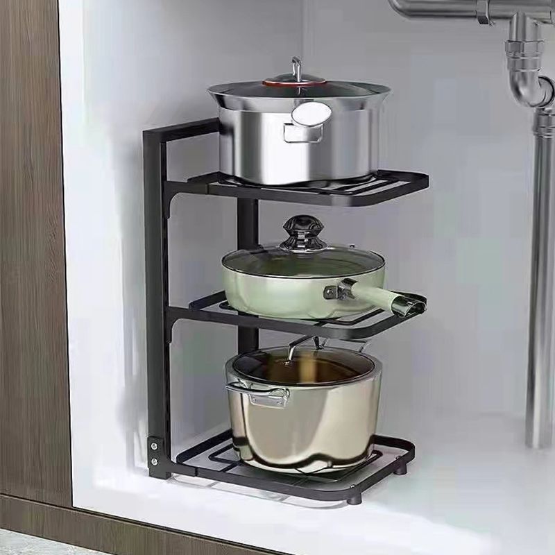Pot Storage Rack Multilayer Thicken Strong Bearing Round Corner Pot Organizer view 5