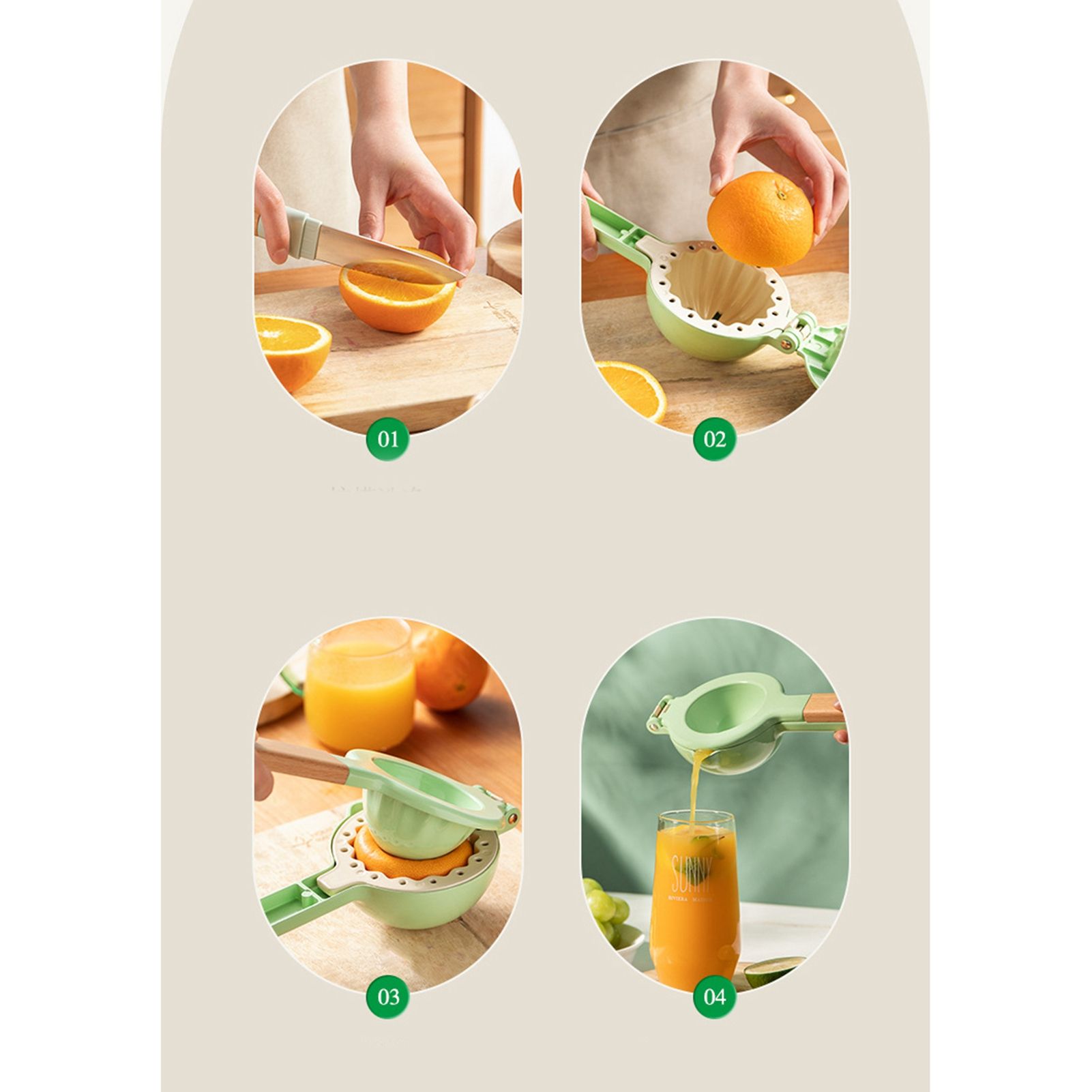 Citrus Juicer Strong Metal Wooden Handle Ergonomic Design Food Grade Coating view 5