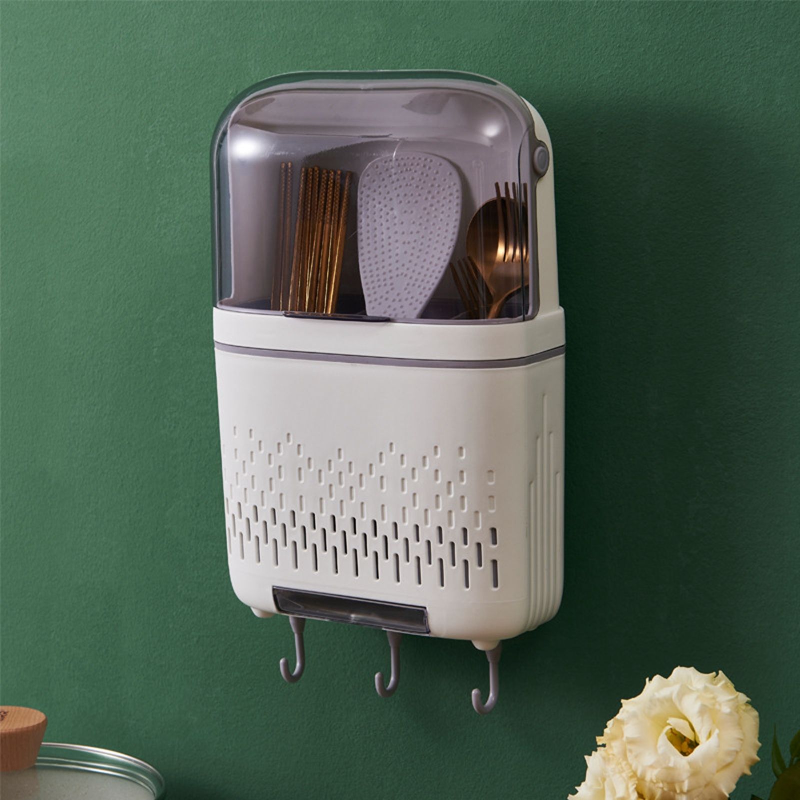 Kitchen Hanging Rack Rustproof Waterproof Compartmental Storage Cutlery view 2