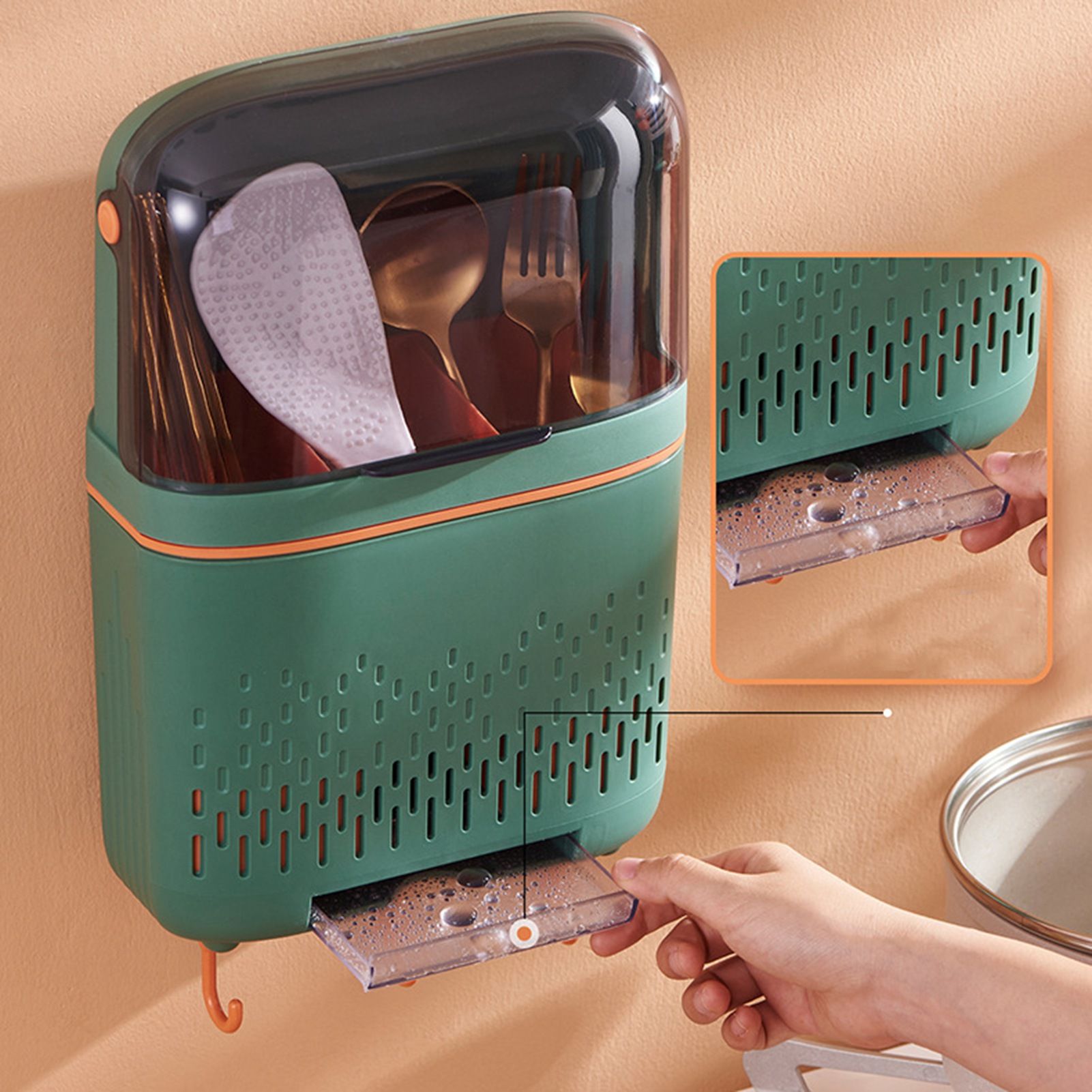 Kitchen Hanging Rack Rustproof Waterproof Compartmental Storage Cutlery view 5