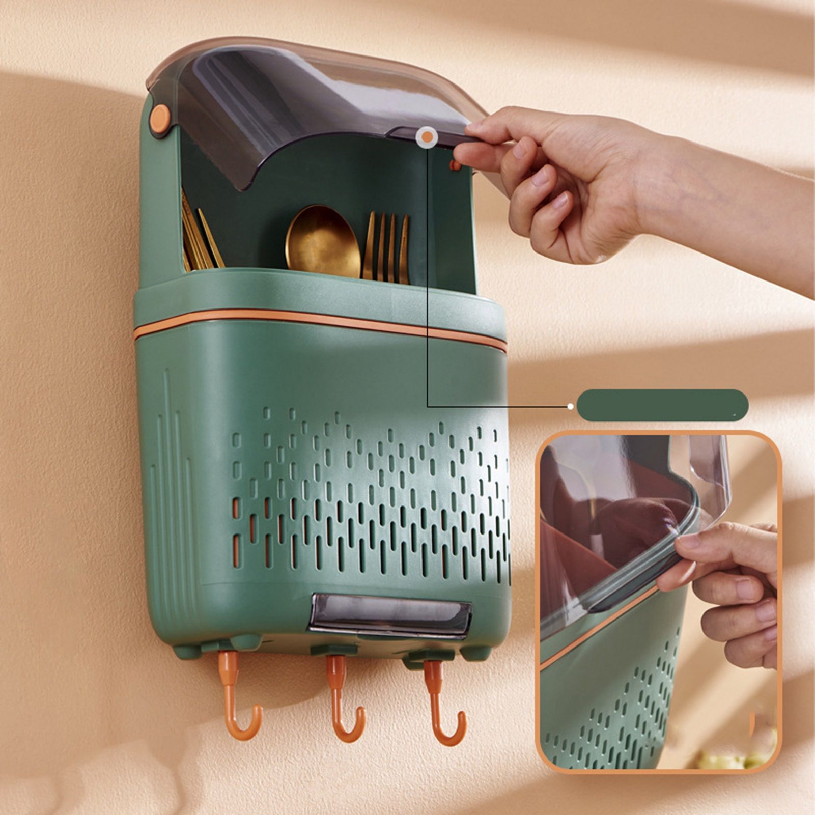 Kitchen Hanging Rack Rustproof Waterproof Compartmental Storage Cutlery view 7
