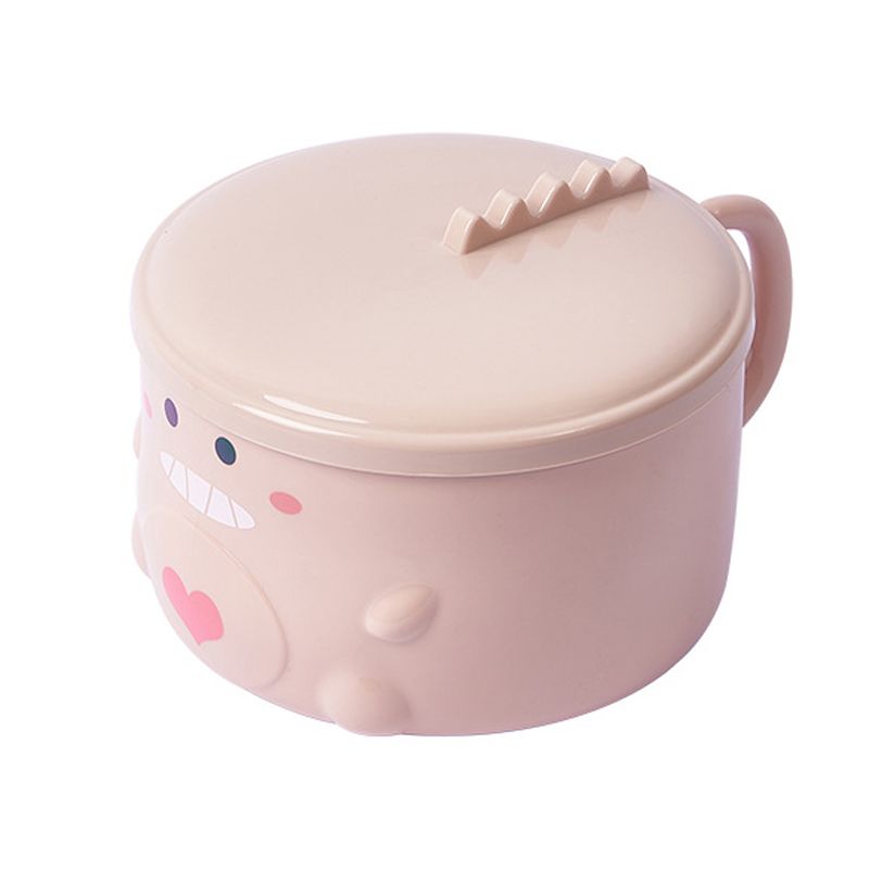 Cartoon Dinosaur Noodle Bowl Stainless Steel Inner Bowl with Handle and Lid