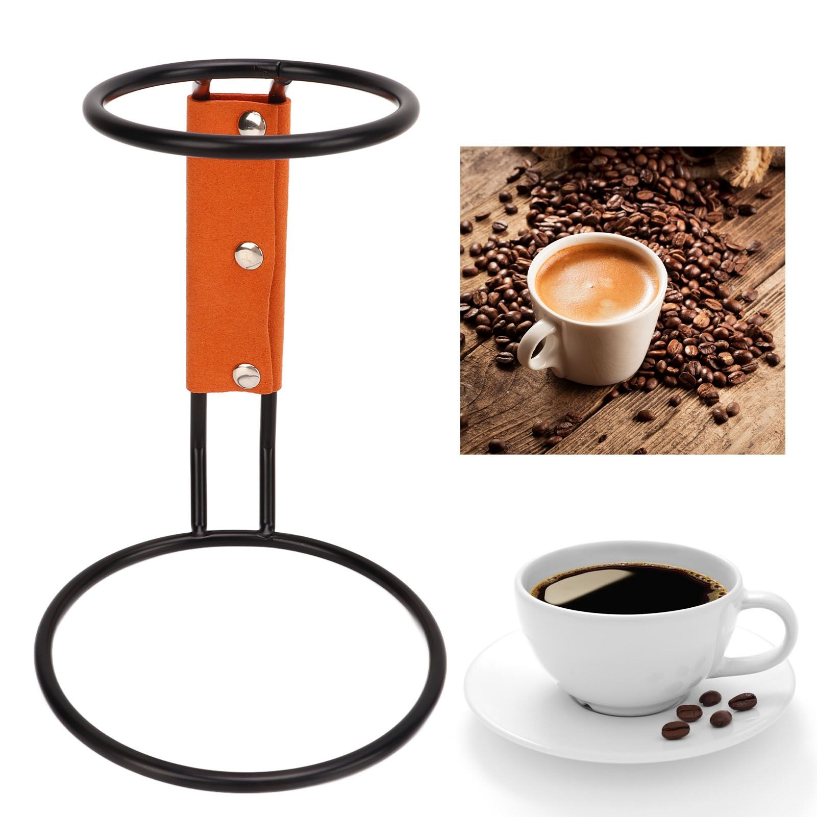 Pour Over Coffee Dripper Rack Iron Dripper Stand with Leather Handle Case for view 12