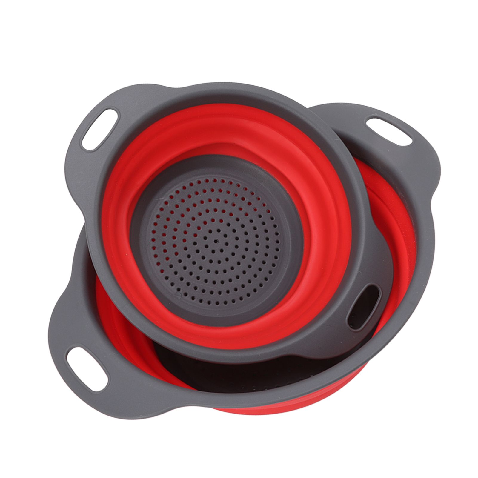 2 PCS Collapsible Colander Basket Round Retractable Big Small Drain Basket Set view 2