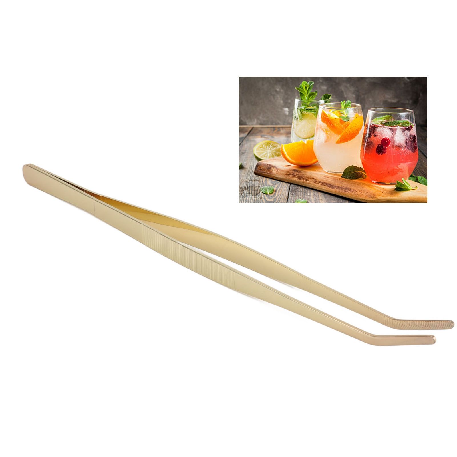 Bar Bent Tip Tweezers Stainless Steel Thicken Kitchen Culinary Tweezer Tongs view 11