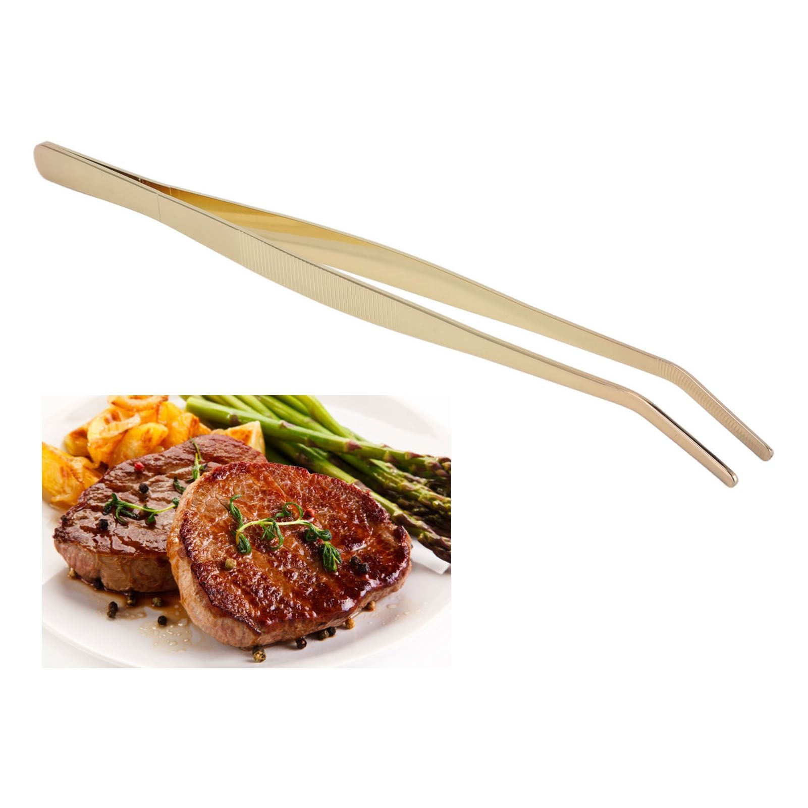 Bar Bent Tip Tweezers Stainless Steel Thicken Kitchen Culinary Tweezer Tongs view 12