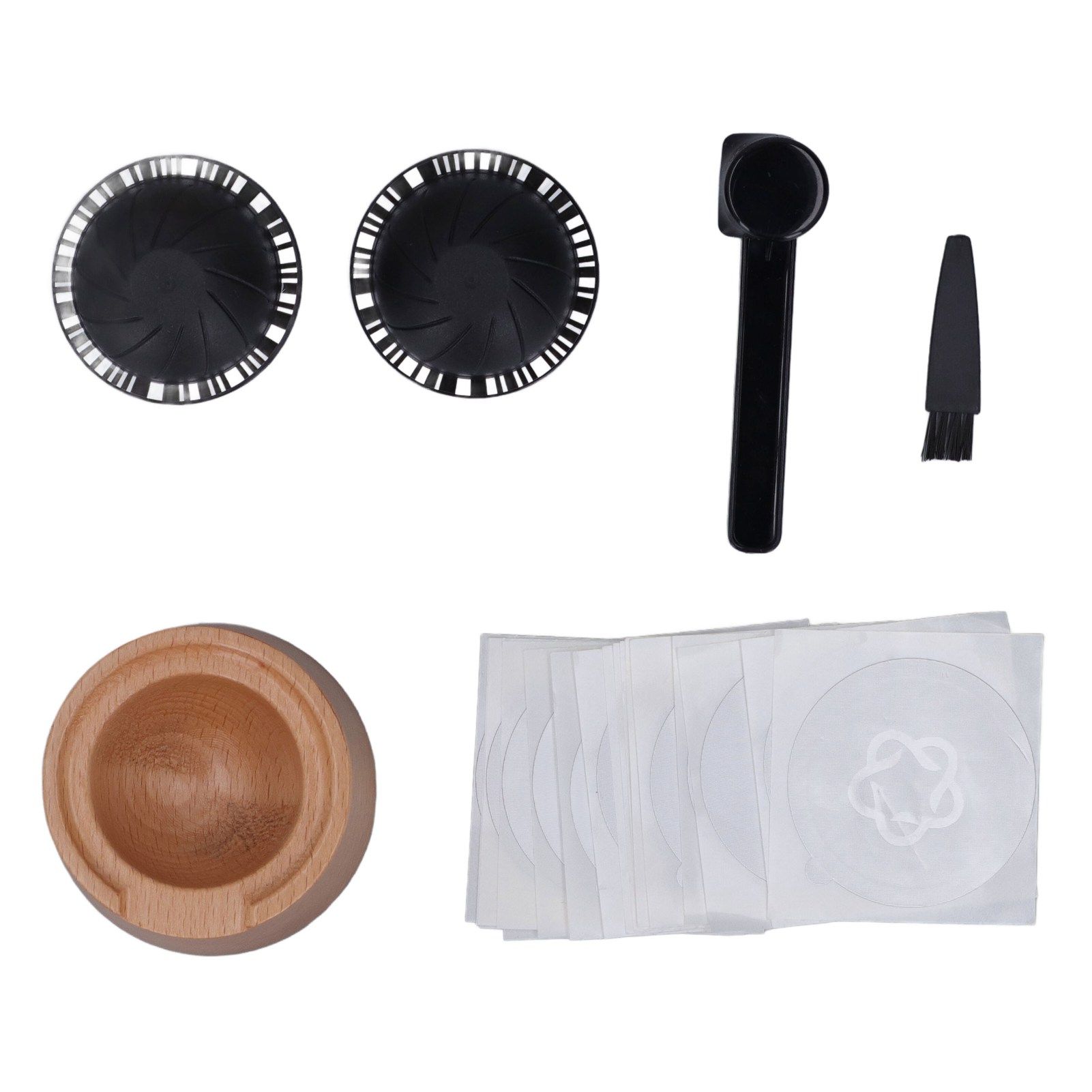 Coffee Capsule Filter Cup Kit Black with Beech Holder Aluminum Foil Spoon view 6