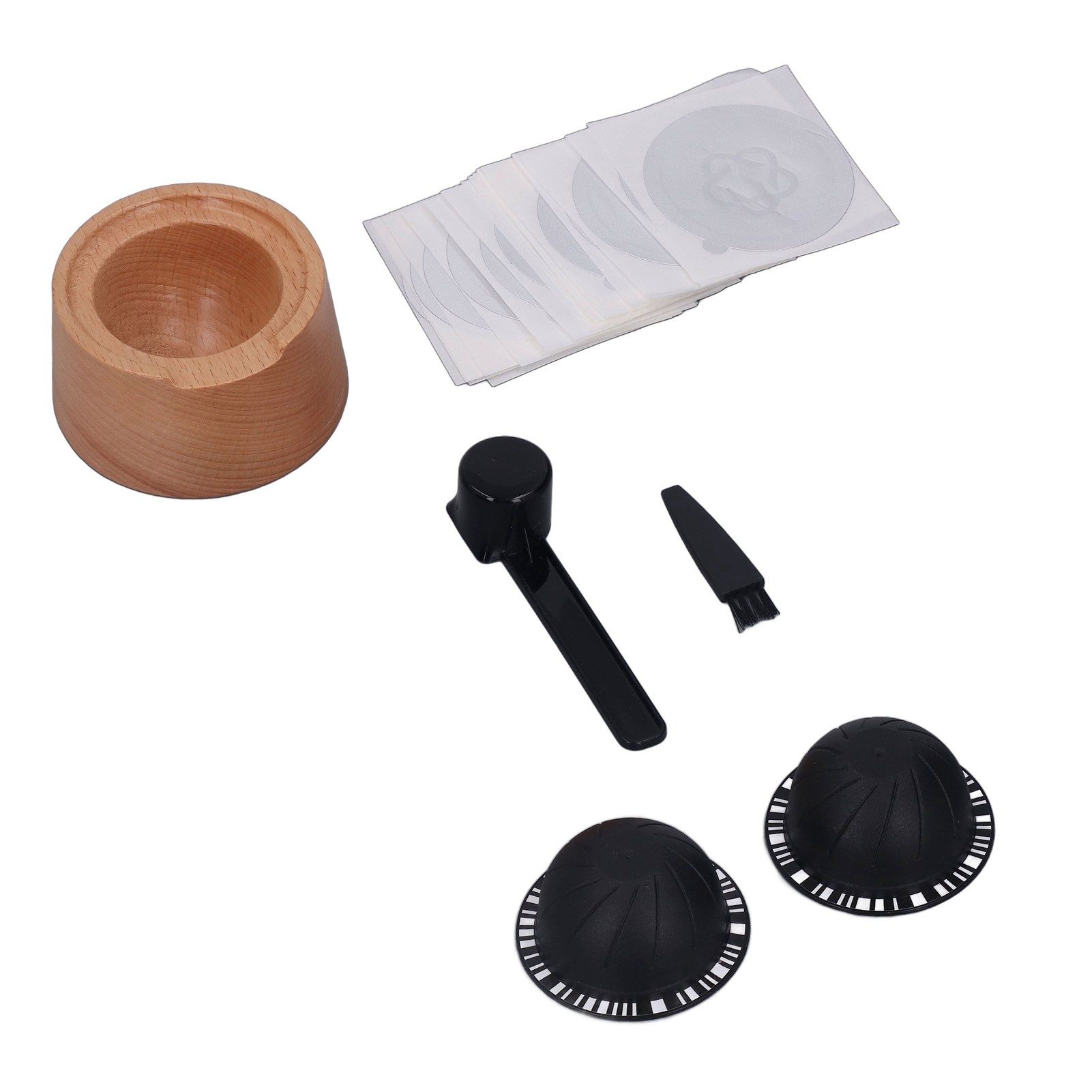 Coffee Capsule Filter Cup Kit Black with Beech Holder Aluminum Foil Spoon view 8