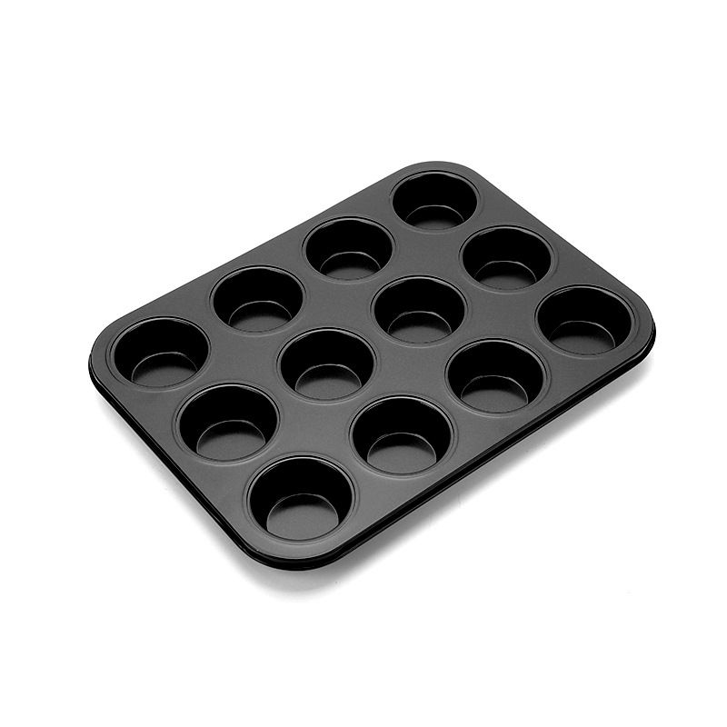 Carbon Steel Cupcake Pan Non Stick Baking Pan Black Quick Release Muffin Tins