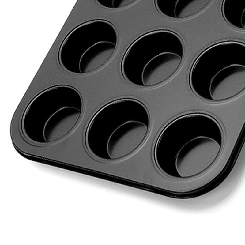 Carbon Steel Cupcake Pan Non Stick Baking Pan Black Quick Release Muffin Tins view 3