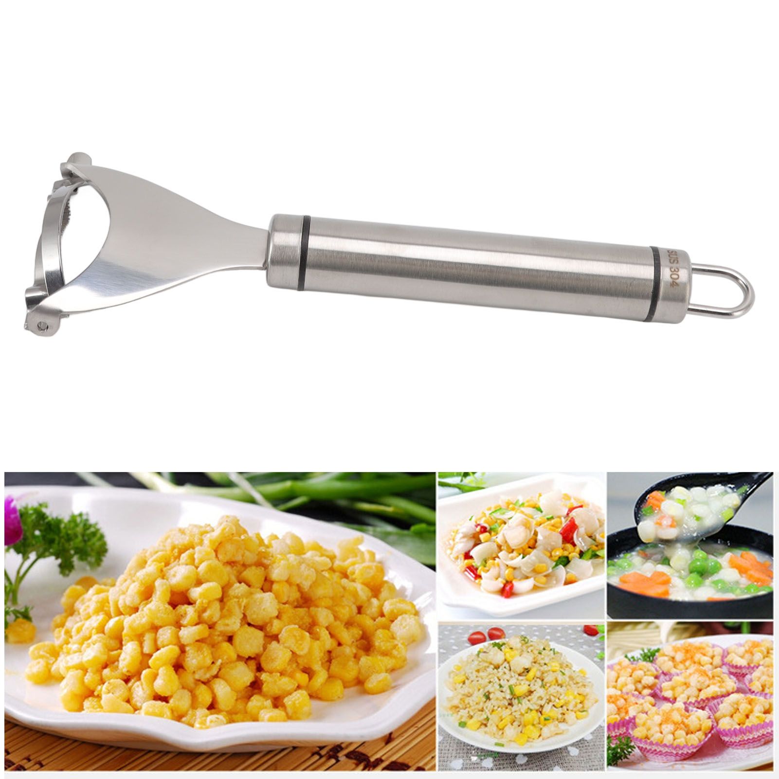 Corn Peeler Thickened Stainless Steel Corn Cob Threshing Tool Stripper Kitchen view 12