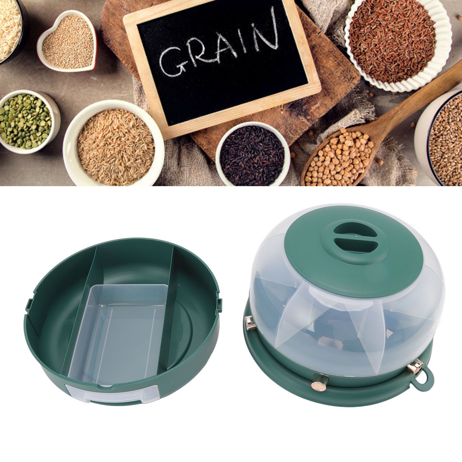 Stackable Grain Storage Container Single Layer 6 Grids Rotating Rice Dispenser view 11