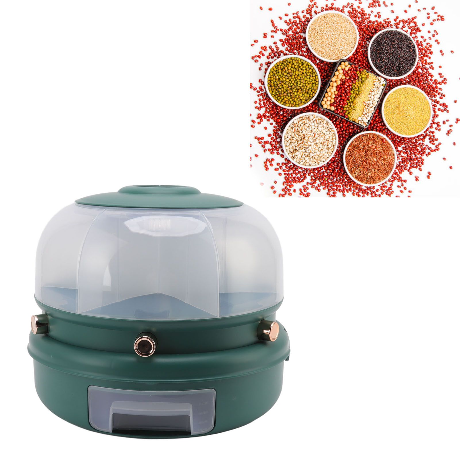 Stackable Grain Storage Container Single Layer 6 Grids Rotating Rice Dispenser view 12