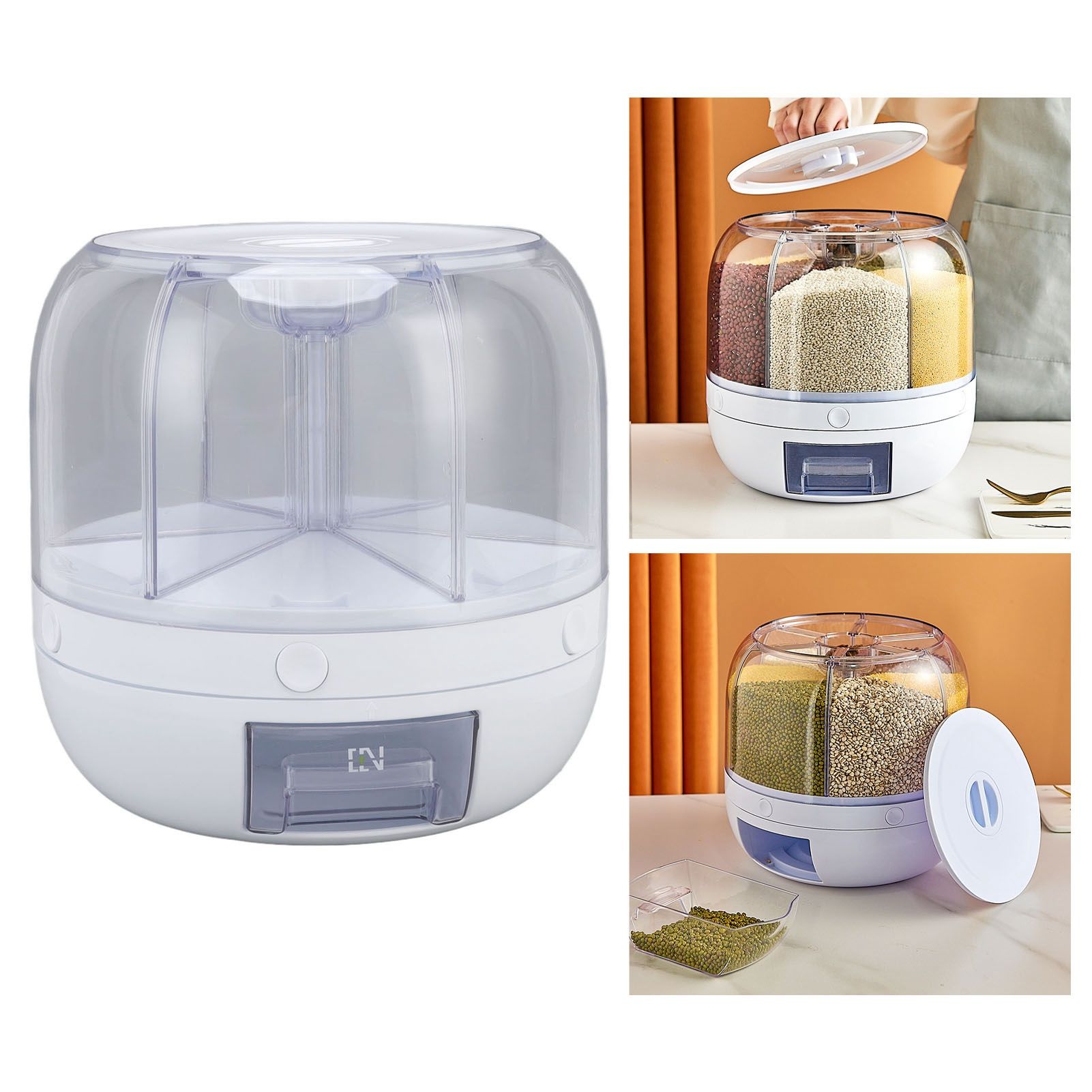 Grain Dispenser 6 Grids PP Rotation Insect Proof Grain Storage Organization view 11