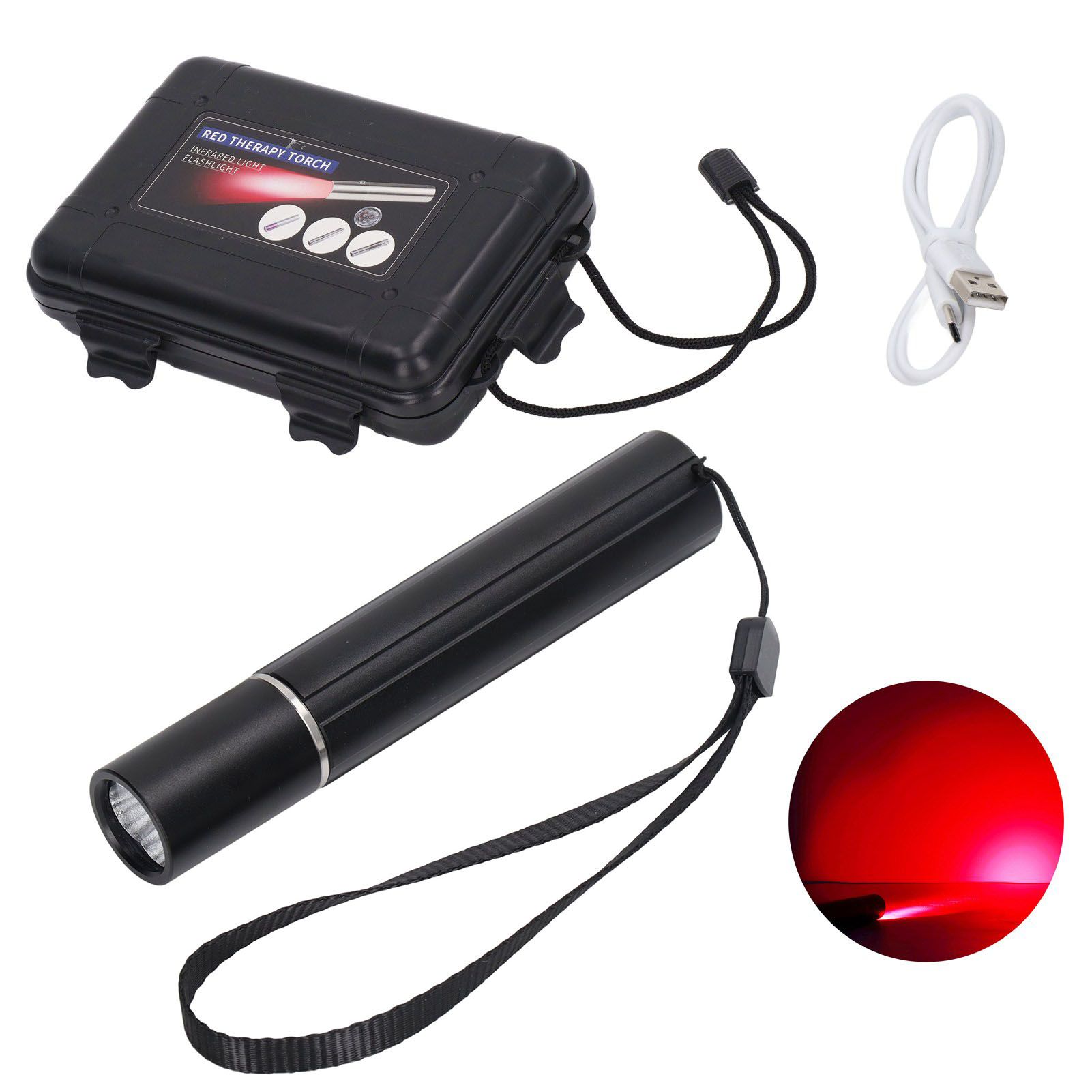 LED Therapy Flashlight Aluminum Alloy 2200mah 9W Rechargeable Handheld Lamp